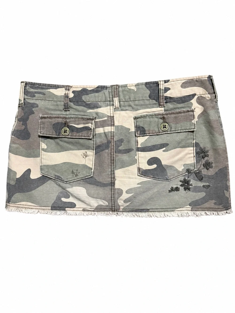 Roxy Embroidered Mini Skirt - Green Camo